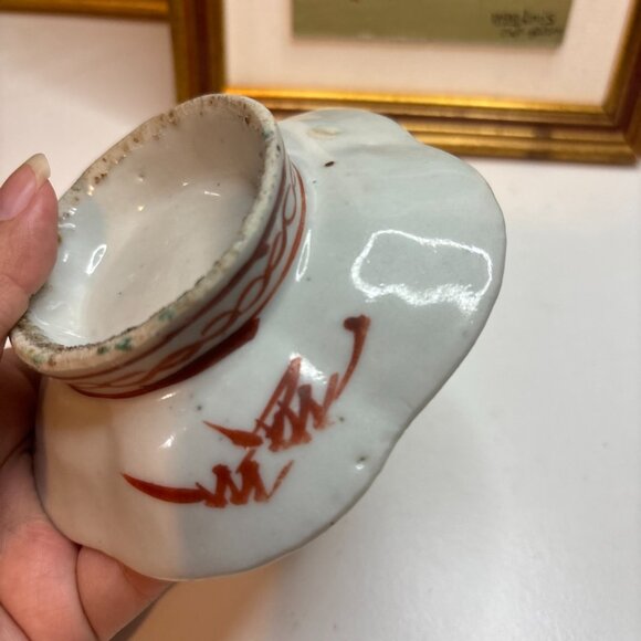 Antique Chinese Footed Dish w/ Flowers Bird Unmarked Sold As Is About 4.5” Width - Picture 8 of 15